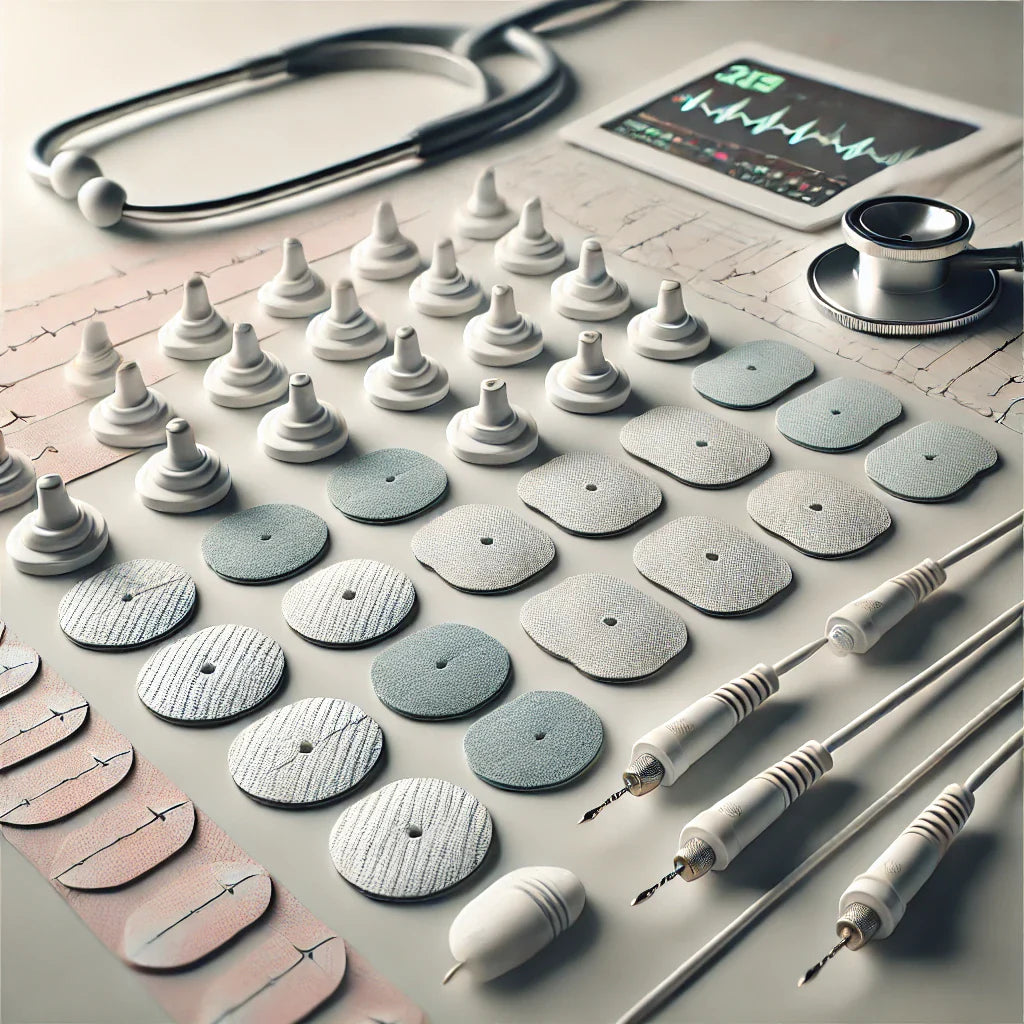 Cardiology products, electrodes for cardiac monitoring, various kinds of electrodes, sthetescope, ECG cables, ECG adapters