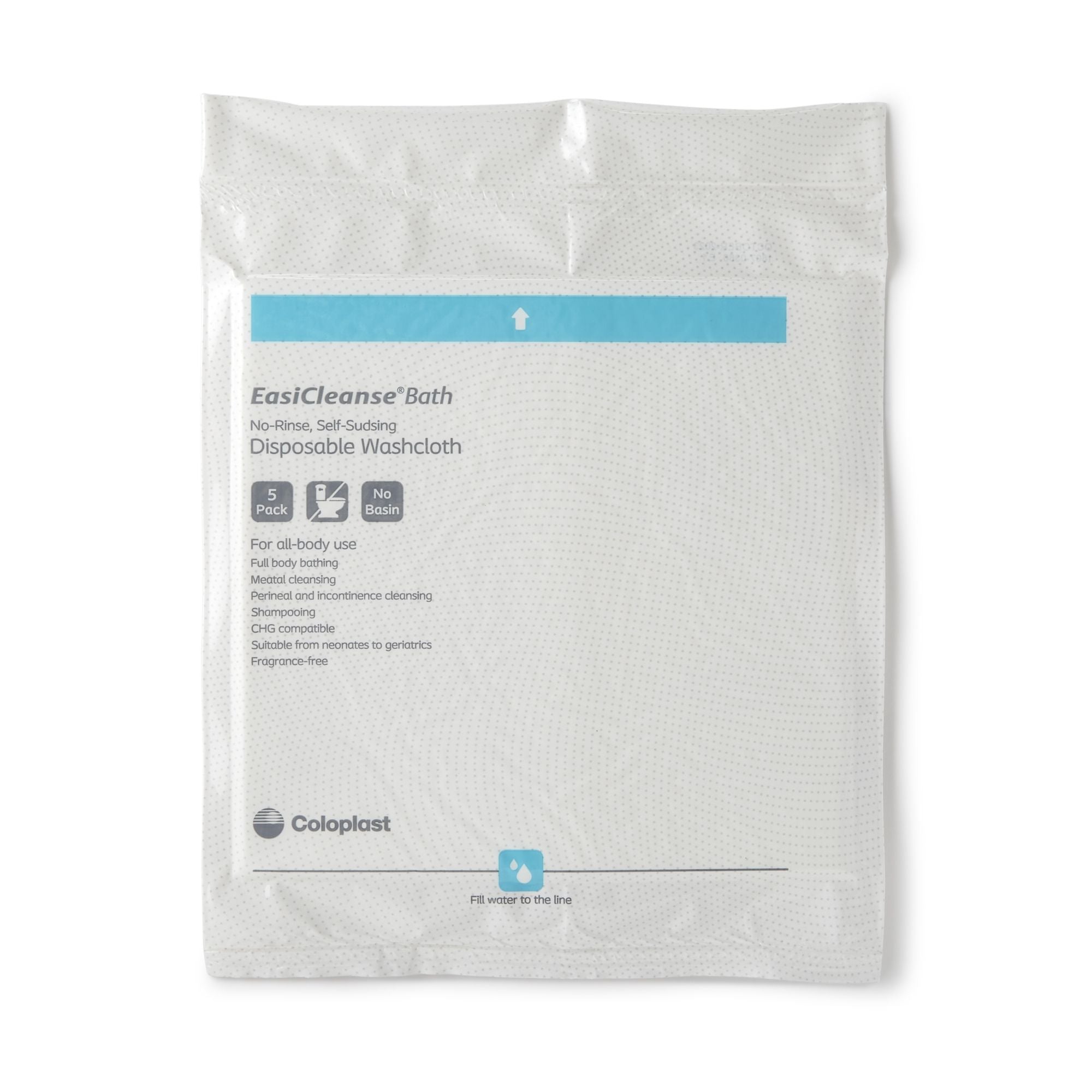 Bedside® EasyCleanse™ No-Rinse Disposable Washcloth; 12" x 13" (30.5 cm x 33 cm), 5/Pack