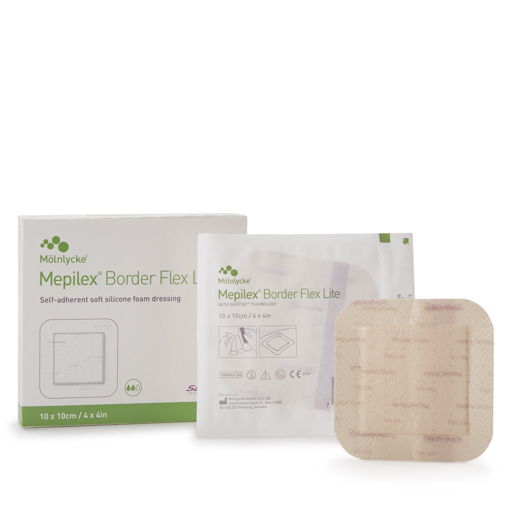 Mepilex® Border Flex Lite Foam Dressing; 4" x 4" (10 cm x 10 cm)