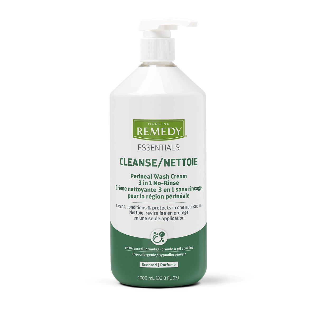 Remedy® Essentials No-Rinse perineal 3-in-1 Wash Cream; 1 L, Scented — Case of 6
