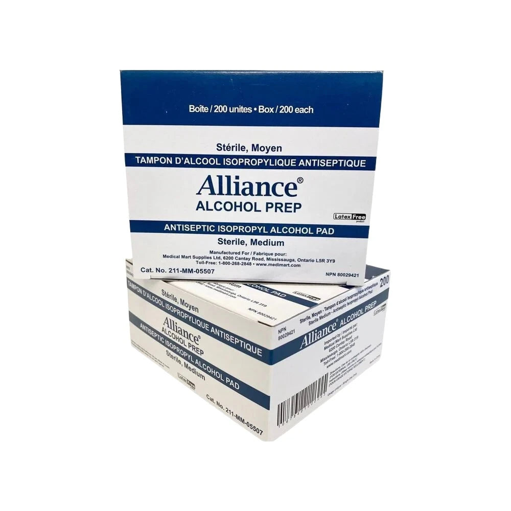 Alliance Sterile Medium Alcohol Prep Pads, Case of 4,000