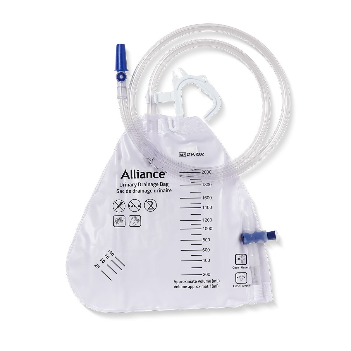 Alliance™ Urinary Drainage Bag with Anti-Reflux Valve; 2000 mL