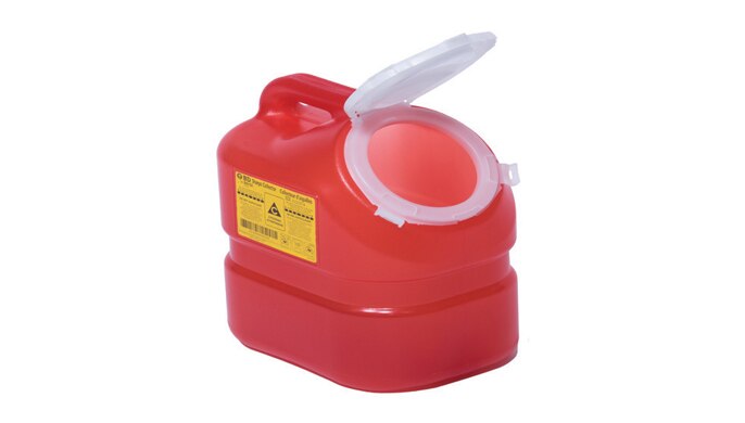 BD Chemotherapy Single-Piece Sharps Container; 10.3 L, Red, X-large Plug cap
