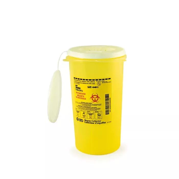 BD Multi-Purpose Nestable Sharps Container; 3.1 L, Yellow, Funnel cap