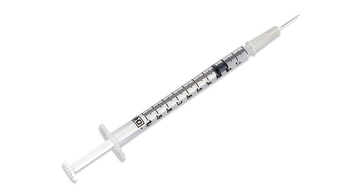 BD® Syringe with Standard Hypodermic Needle; 1 cc (mL), 27 G x 1/2" (1.27 cm), Tuberculin with detachable needle — Box of 100