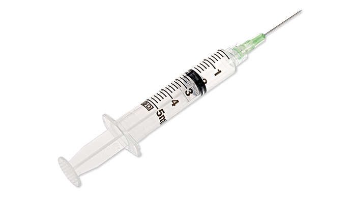BD® Syringe with Attached Needle; 5 cc (mL), 21 G x 1" (2.54 cm), Luer-Lock — Box of 100