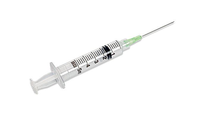 BD® Syringe with Attached Needle; 5 cc (mL), 21 G x 1.5" (3.81 cm), Luer-Lock — Box of 100