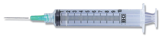 BD® Syringe with Attached Needle; 10 cc (mL), 21 G x 1.5" (3.81 cm), Luer-Lock