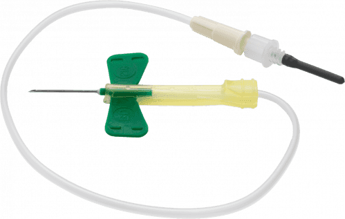 BD® Safety-Lok™ Winged Blood Collection Set with Luer Adaptor; 21G x 3/4″ (1.91cm), Green, Tubing 7" (18 cm)