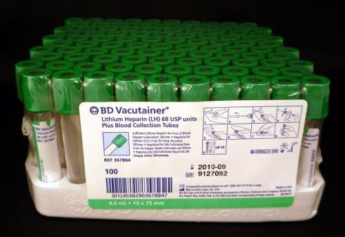 BD Vacutainer® Heparin Tube with Hemogard Closure; 4 mL, Lithium Heparin, 13 x 75 mm Plastic Tube