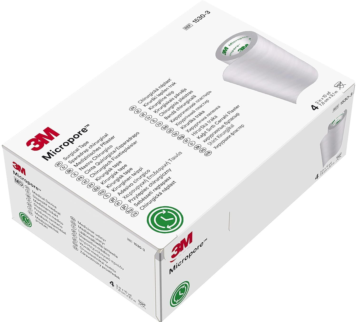 3M™ Micropore™ Paper Tape; 3" x 10 yd. (7.6 cm x 9 m) BOX/40 YARD — Box of 40
