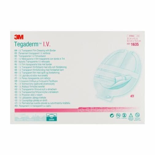 3M® Tegaderm™ IV Catheter Transparent Film Dressing; 3.3" x 4.1" (8.5 cm x 10.5cm) — Box of 50