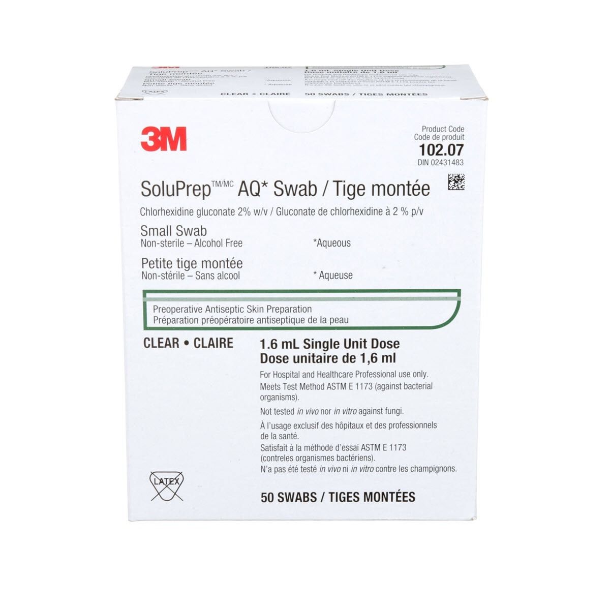 SoluPrep™ AQ Swab with Aqueous Chlorhexidine 2%, Alcohol-free; Small, 1.6 mL, 5cm x 6 cm