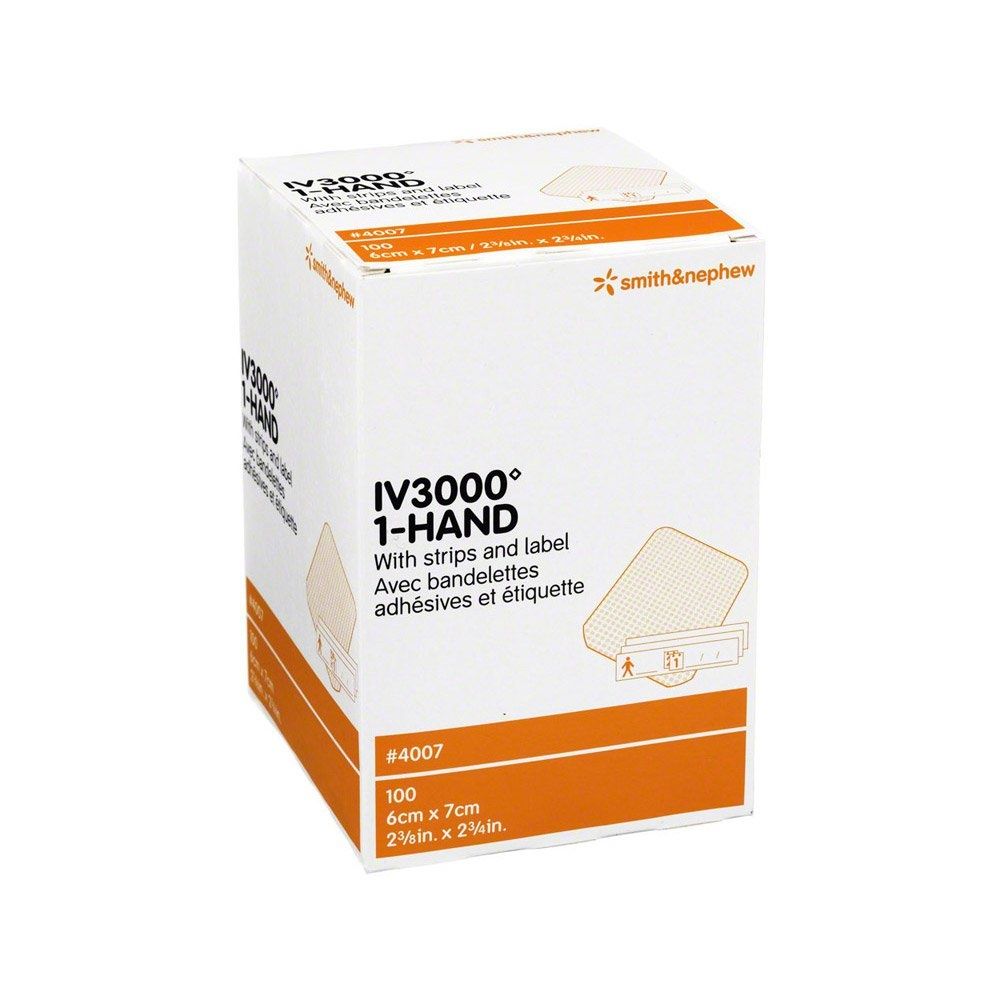 Opsite® IV3000 One-Hand IV Transparent Film Dressing; 2.4" x 2.75" (6 cm x 7 cm) — Box of 100