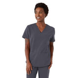 Mill AVE Style 4610 Unisex V-Neck Scrub Top with 1 Pocket Charcoal Size 3XL