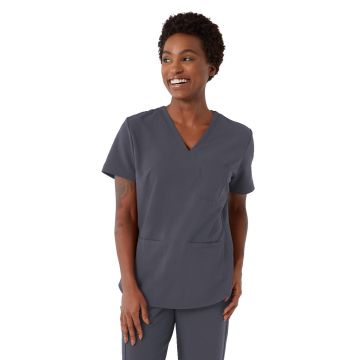 Mill AVE Style 4610 Unisex V-Neck Scrub Top with 1 Pocket Charcoal Size 3XL