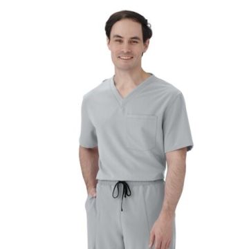 Mill AVE Style 4610 Unisex V-Neck Scrub Top with 1 Pocket Gray Size M
