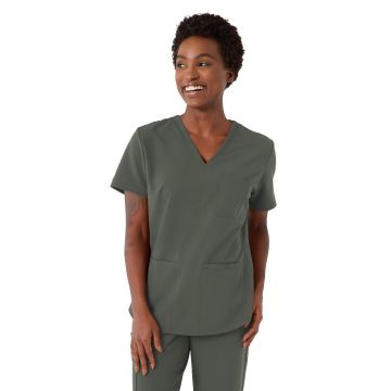 Mill AVE Style 4610 Unisex V-Neck Scrub Top with 1 Pocket Olive Size M