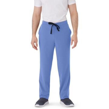 Broadway AVE Style 4720 Unisex Straight Leg 3-Pocket Scrub Pants with Drawstring Waist Ceil Blue Size M Short
