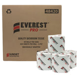 Standard Toilet Paper – 4" x 3" x 4.25" White, 420 Sheets, 2-Ply, 48 Rolls/Case, 48 Cases/Skid - Everest
