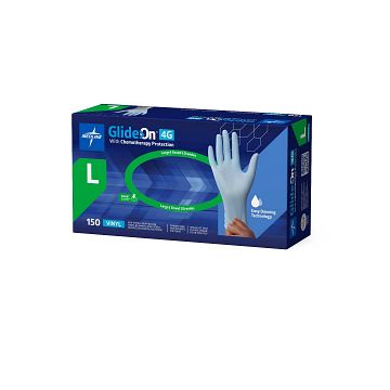 Glide-On 4G Exam Gloves with Chemotherapy Protection Vinyl Smooth L 150Ct