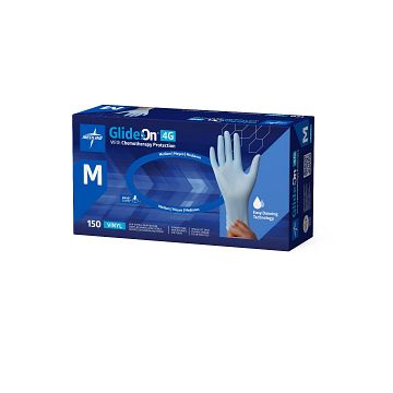 Glide-On 4G Exam Gloves with Chemotherapy Protection Vinyl Smooth M 150Ct