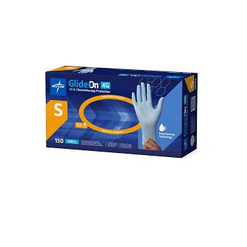 Glide-On 4G Exam Gloves with Chemotherapy Protection Vinyl Smooth S 150Ct