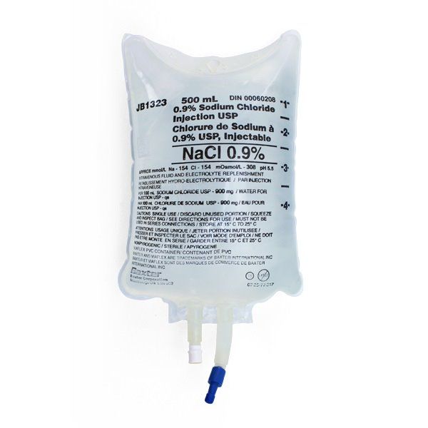 Baxter Normal Saline (0.9% Sodium Chloride) IV Solution, 500 mL