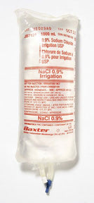 Normal Saline 0.9% Sodium Chloride C.B.I. Irrigation Solution Spike Bag, 1000 ml