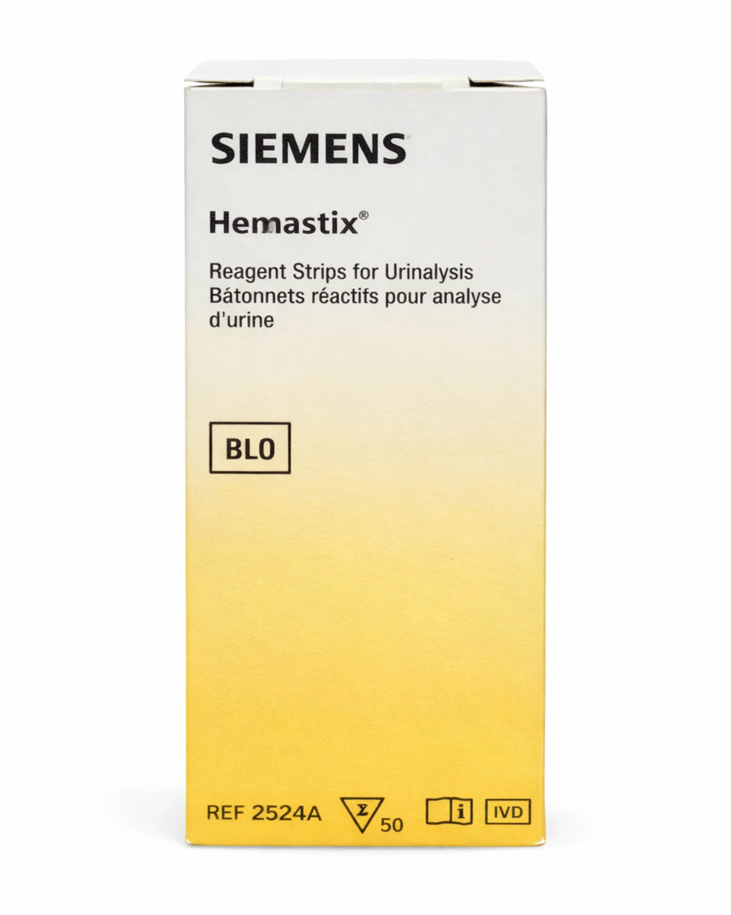 Siemens Hemastix urinalysis test strips, REF 2524A, 50-strip box