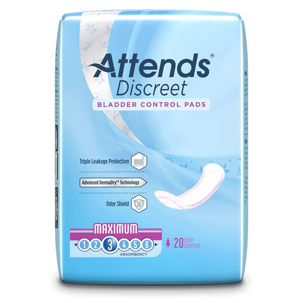 Attends® Discreet Bladder Control Pad; Maximum, 14.5" (33 cm)