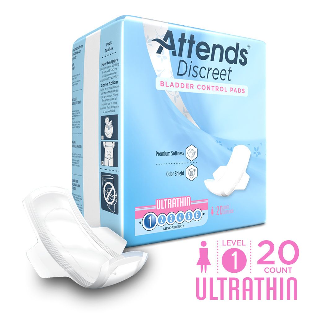 Attends® Discreet Bladder Control Pad; Ultra-Thin, 9" (23 cm)