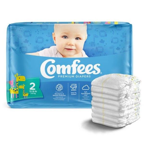 Comfees Baby Diaper; Size 2, 12-18 lb. (5.4 kg - 8.2 kg)