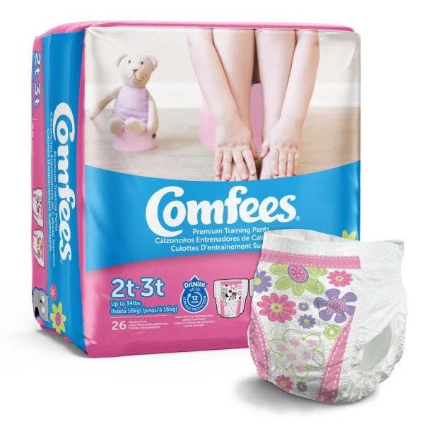 Comfees® Girl Toddler Training Pants; Size 2, 0-34 lb. (0 kg - 15.4 kg)