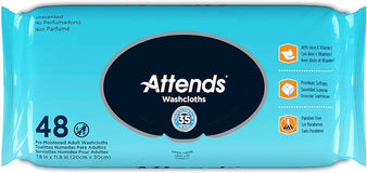 Attends® Pre-Moistened Spunlace Washcloth; Unscented, 8" x 12.5" (20.3 cm x 31.8 cm)