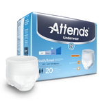 Attends® Ultimate-Absorbency Incontinence Underwear; Youth/Small, 22"-34" (56 cm - 86 cm)