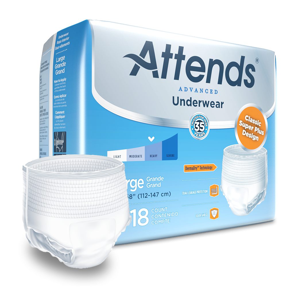 Attends® Ultimate-Absorbency Incontinence Underwear; Large, 44"-58" (112 cm - 147 cm), 170–210 lb. (77 kg-95 kg)