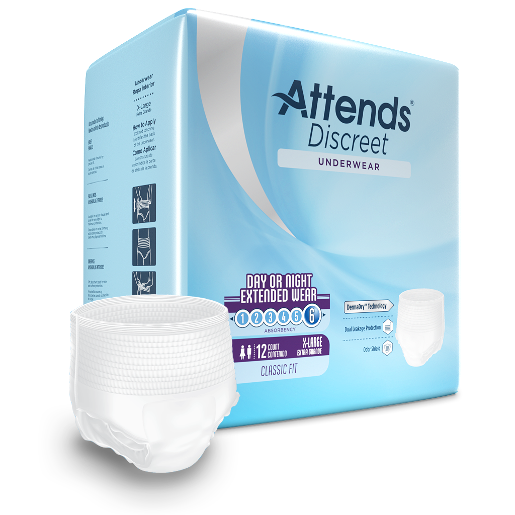 Attends® Overnight Incontinence Underwear; Extra Large, 58"-68" (147 cm - 172 cm), 210–250 lb. (95 kg-113 kg)