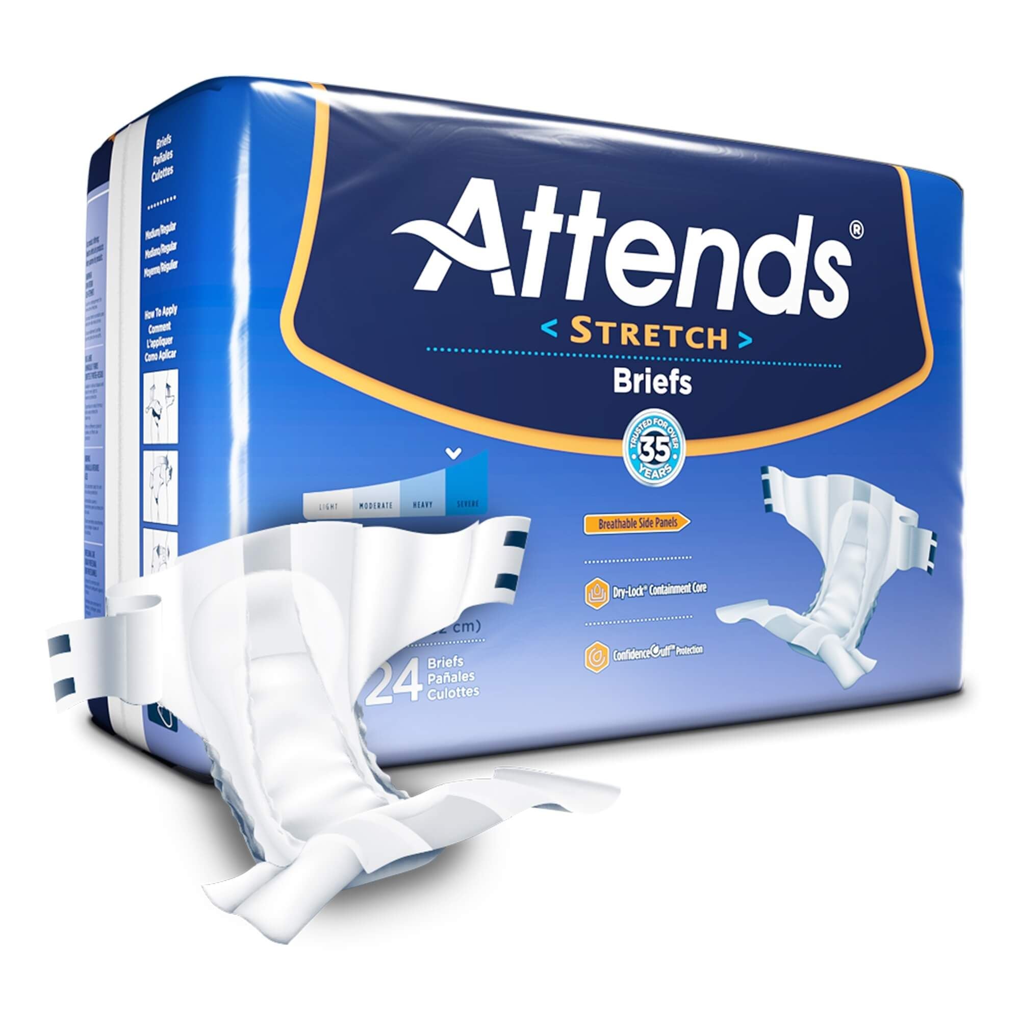 Attends® Stretch Briefs; Large/Extra Large, 40"-70" (102-178 cm)