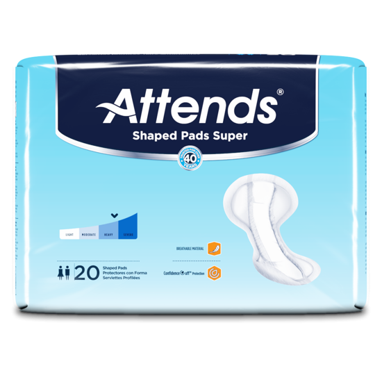Attends® Shaped Pads Plus; Super, 24.5" (62 cm)