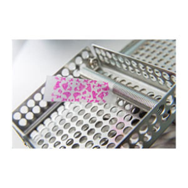 STERIS VERIFY ultrasonic indicator basket shown with test indicator for demonstration