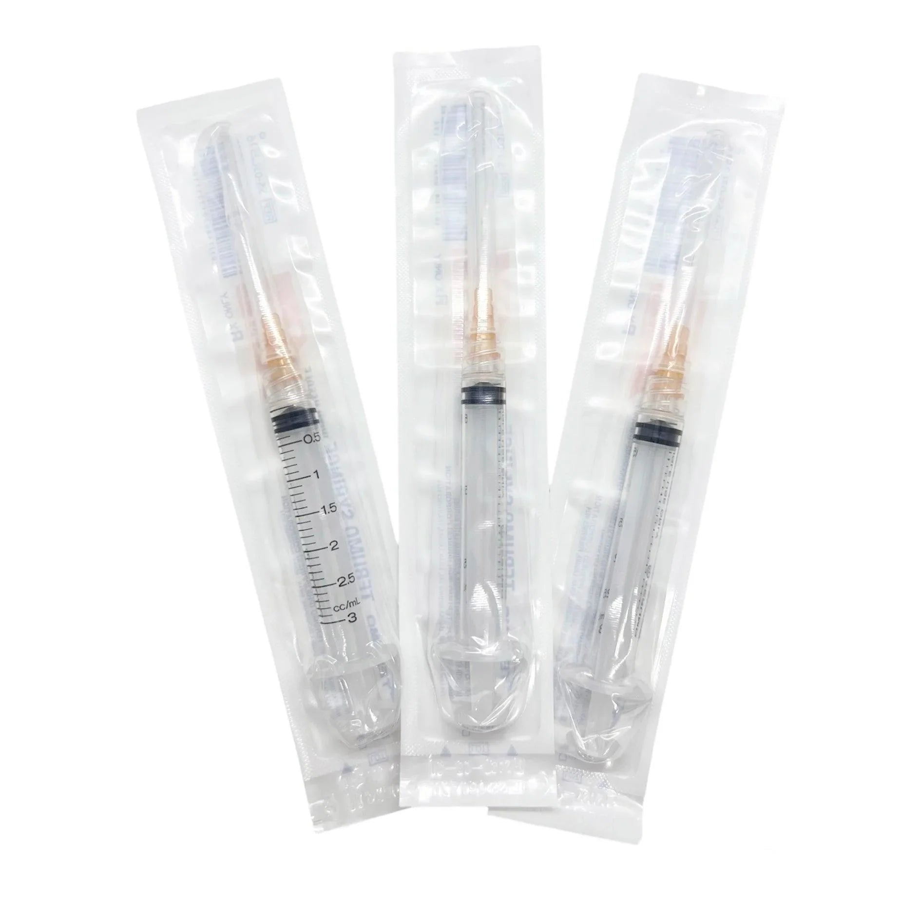 Terumo® Syringe with Standard Hypodermic Needle; 3 cc (mL), 25 G x 5/8" (1.59 cm) — Case of 1000