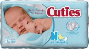 Cuties® Baby Diaper; Size Newborn, babies <10 lb. (4.5 kg)