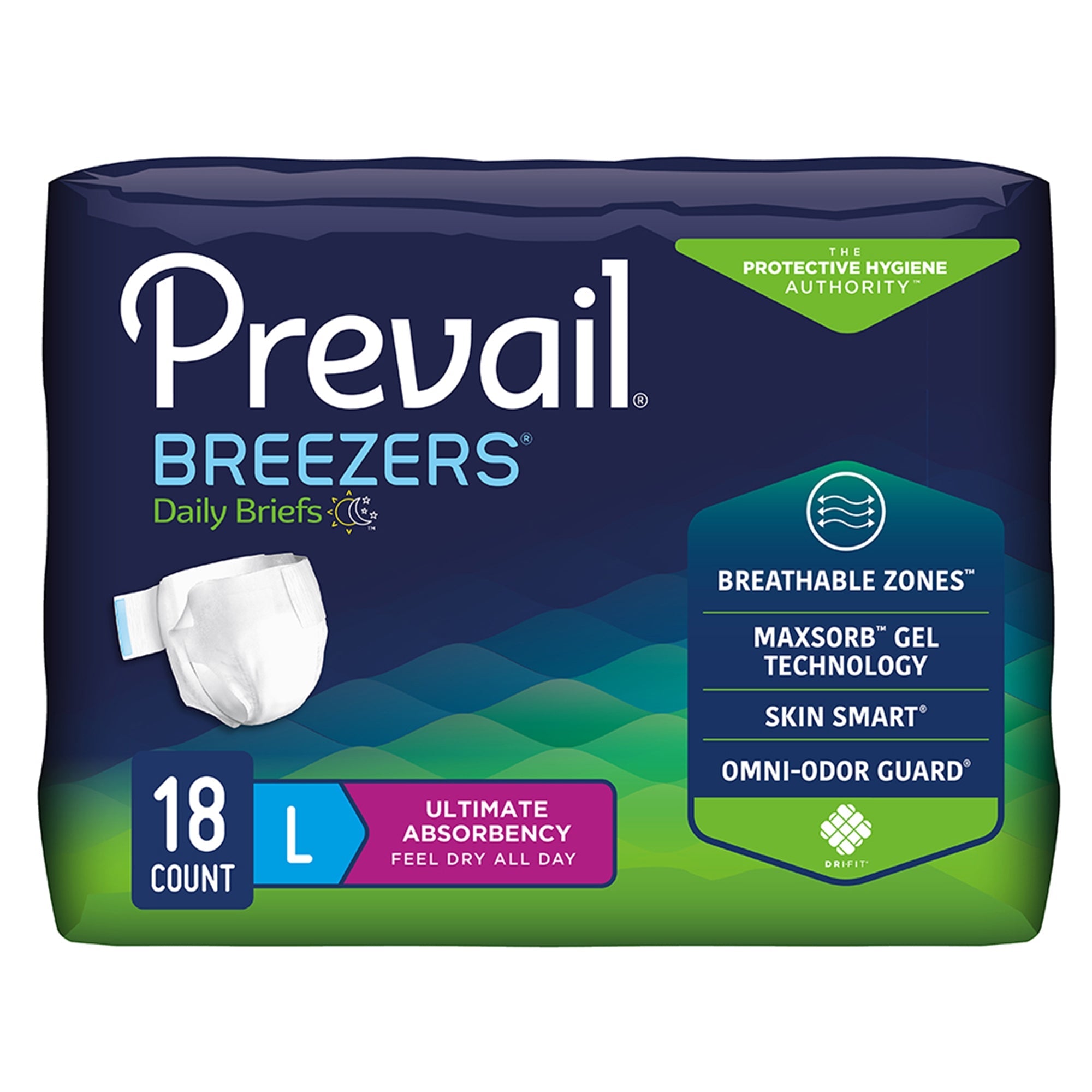 Prevail® Breezers® Brief, Large, 45"–58", Blue