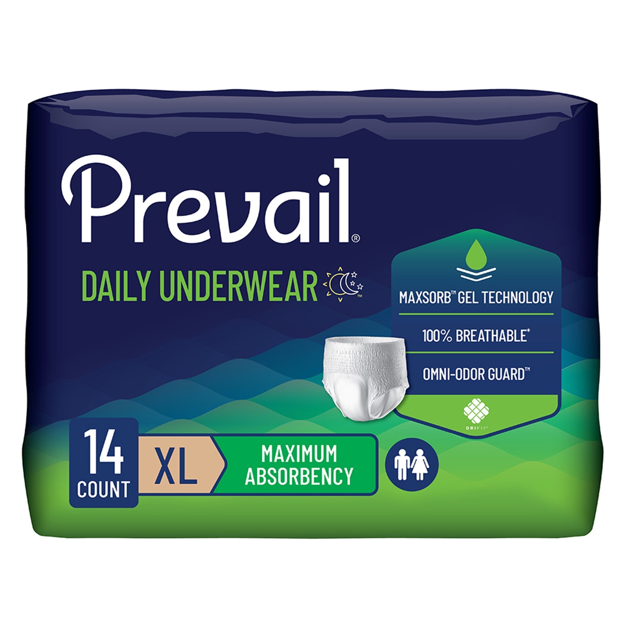 Prevail® Maximum Absorbency Protective Underwear, X–Large 58"–68"