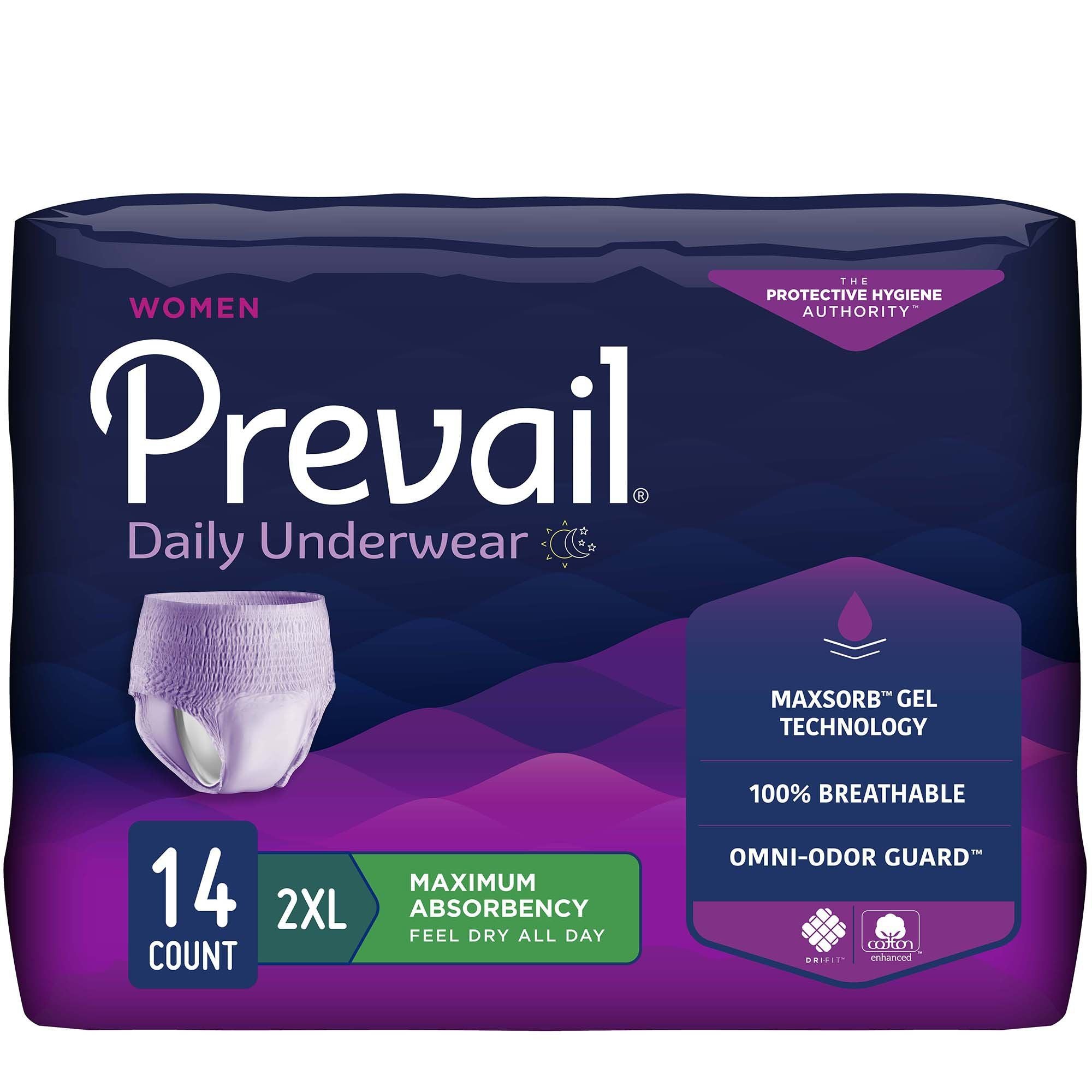 Prevail® Maximum-Absorbency Incontinence Underwear for Women; 2X Large, 68"-80"(172 cm - 203 cm)