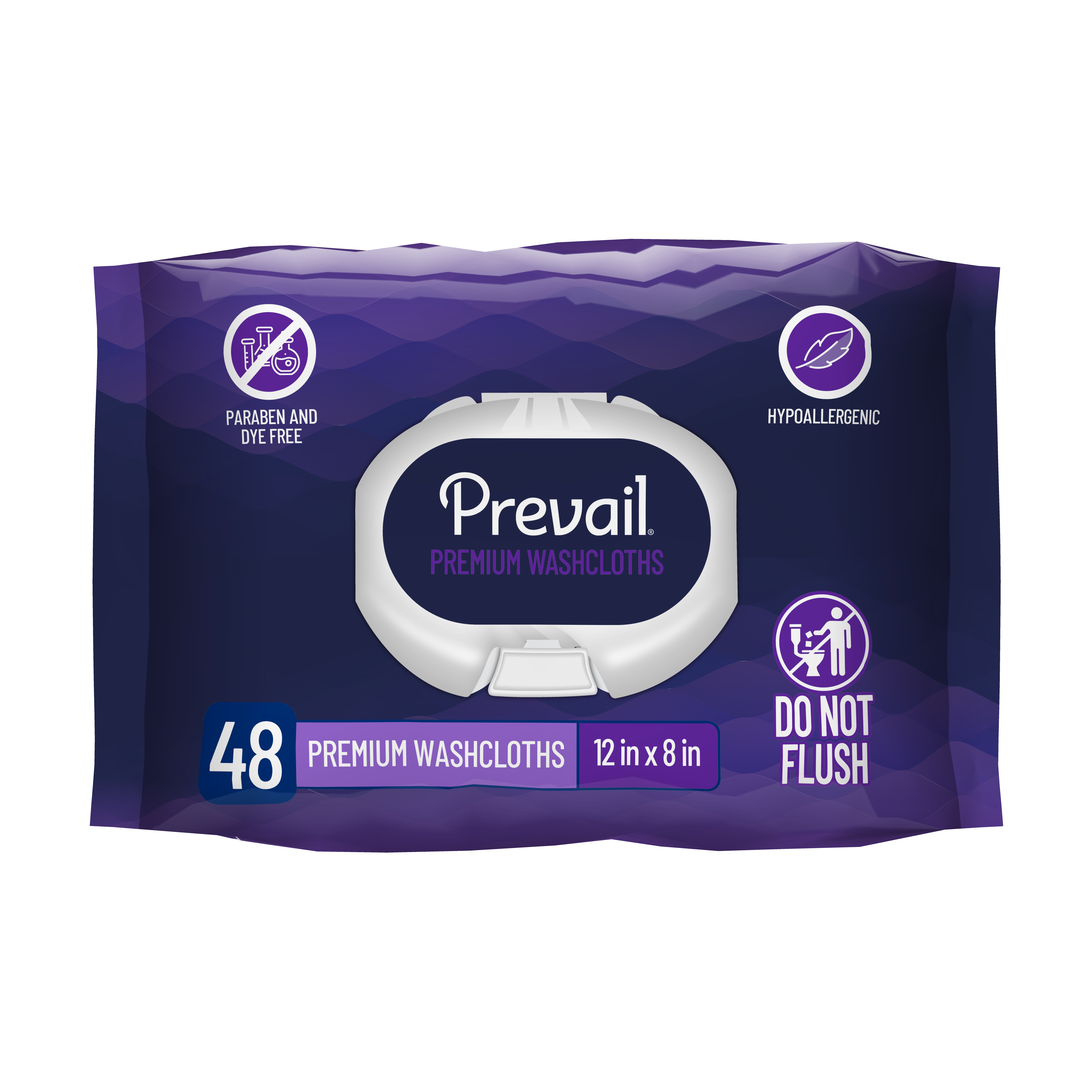 Prevail® Pre-Moistened Washcloth; 8" x 12" (30.5 cm x 20.3 cm), Scented, Premium Quilted