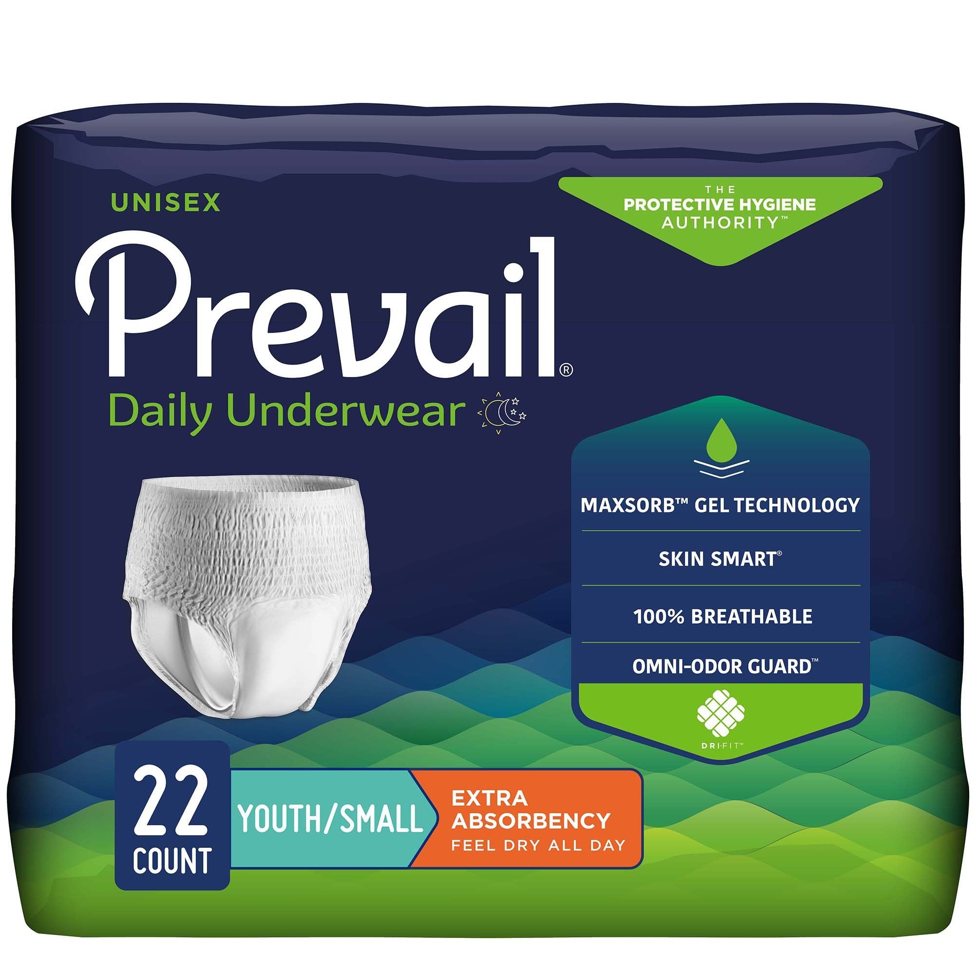 Prevail® Extra-Absorbency Incontinence Underwear; Small, 20"-34" (51 cm - 86 cm)