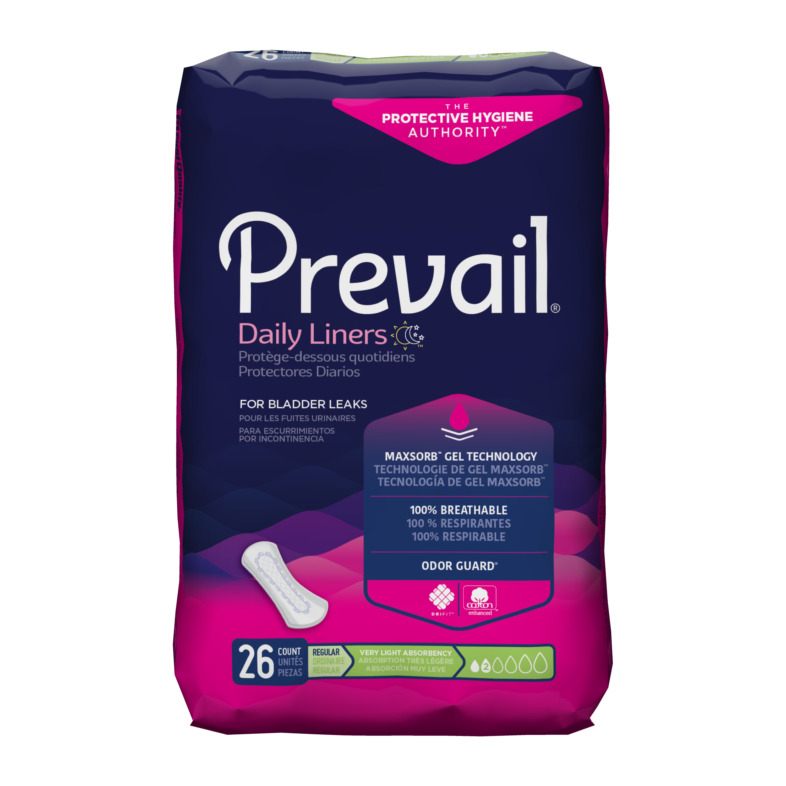 Prevail® Bladder Control Pad; 11" (28 cm), Regular, Very Light Absorbency