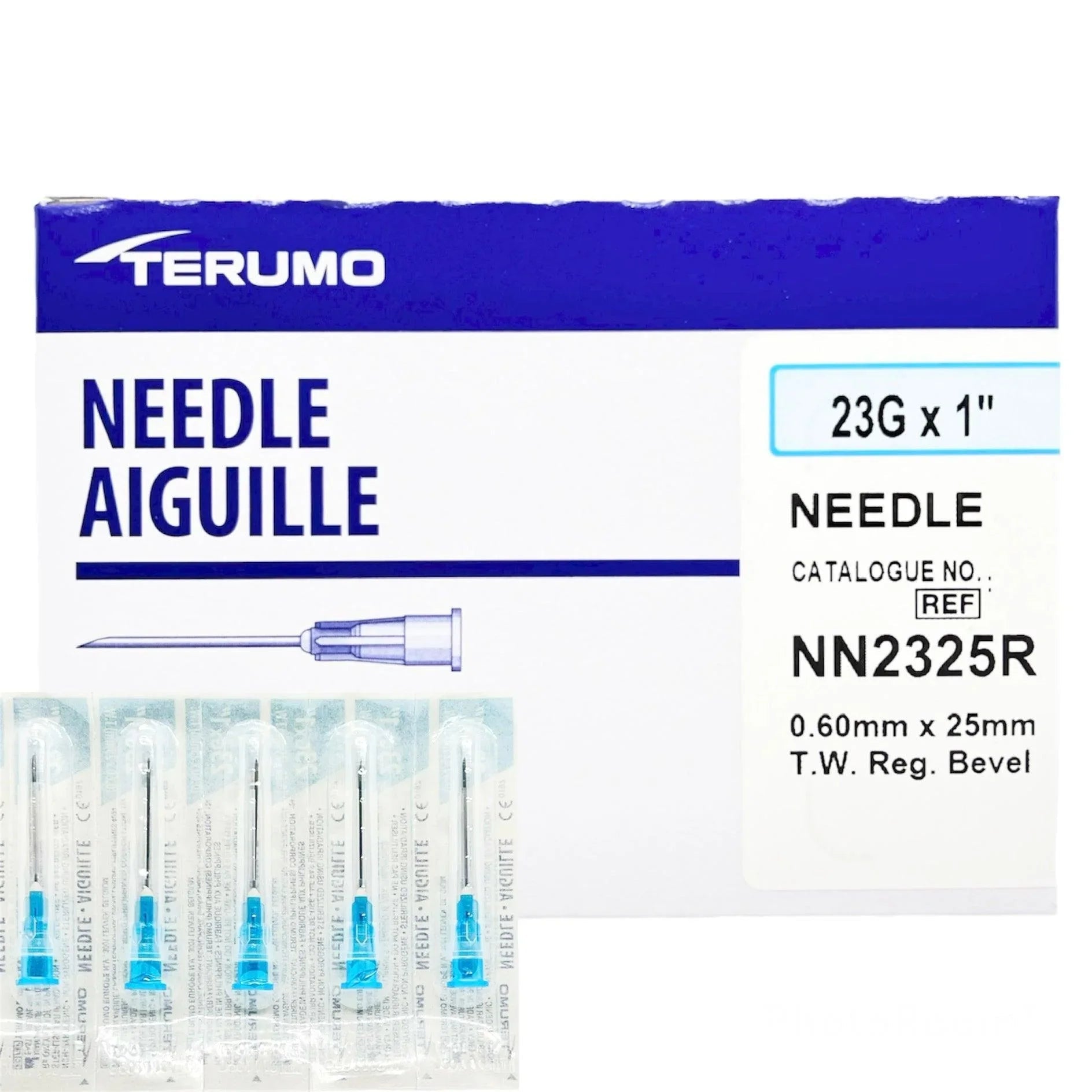 Terumo® Standard Hypodermic Needle; 23G x 1" (2.54 cm), UTW, blue — Case of 1000